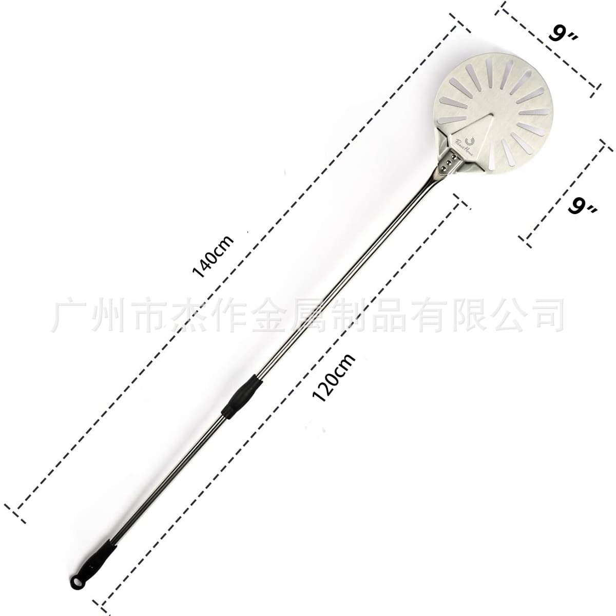 9-inch 304 Stainless Steel Connecting Sliding Sleeve Home Thickened Perforated Pizza Spatula Flip Turner