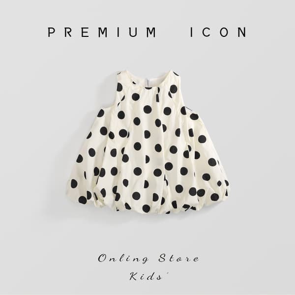 Girls Polka Dot Sleeveless Dress 2026 Summer New Baby Bubble Dress Fashion Black Polka Dot Dress