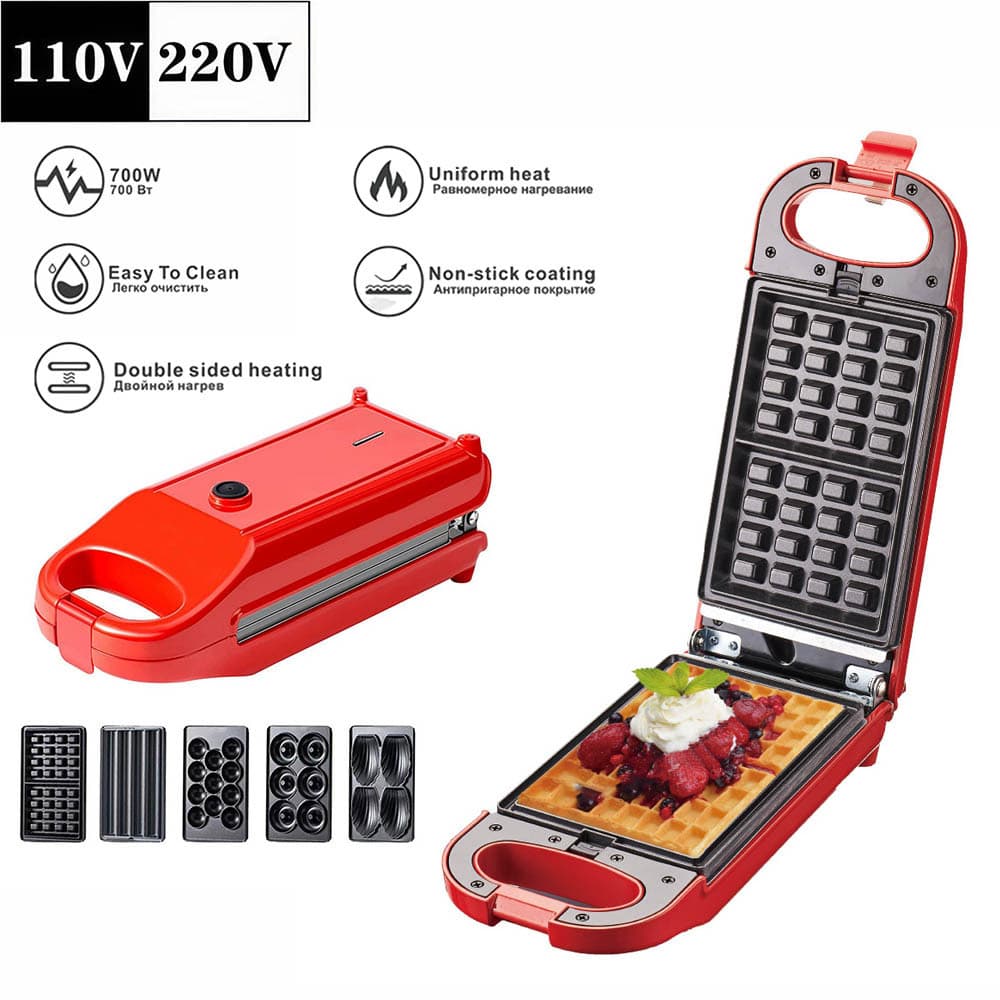 110V US standard five-in-1 donut machine, waffle machine, sandwich machine, fried dough sticks machine, household egg tart cake breakfast machine