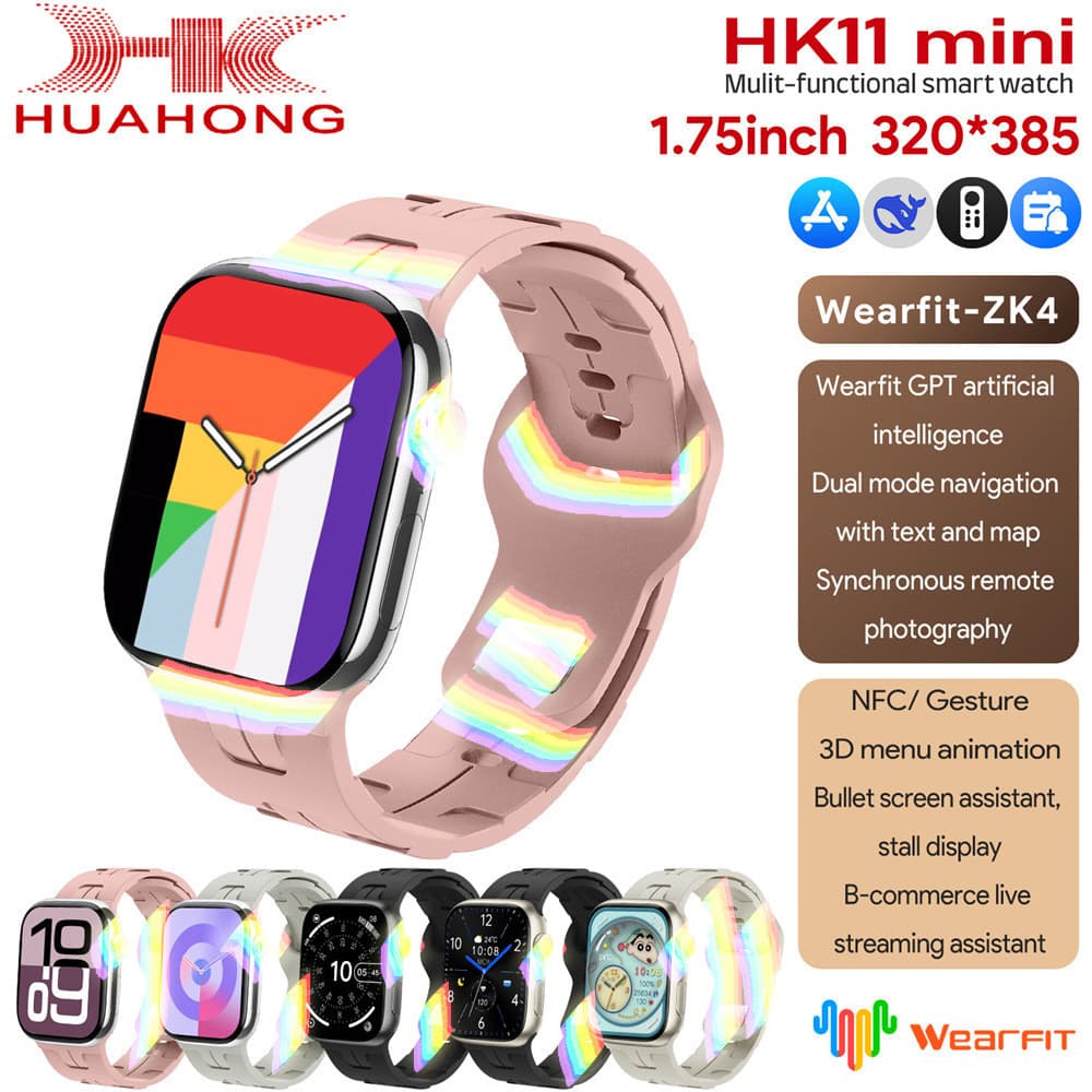 New HK11 mini+ Smartwatch OLED Screen Dual Payment TWS Wireless Earbuds AI Qiao Bangzhu