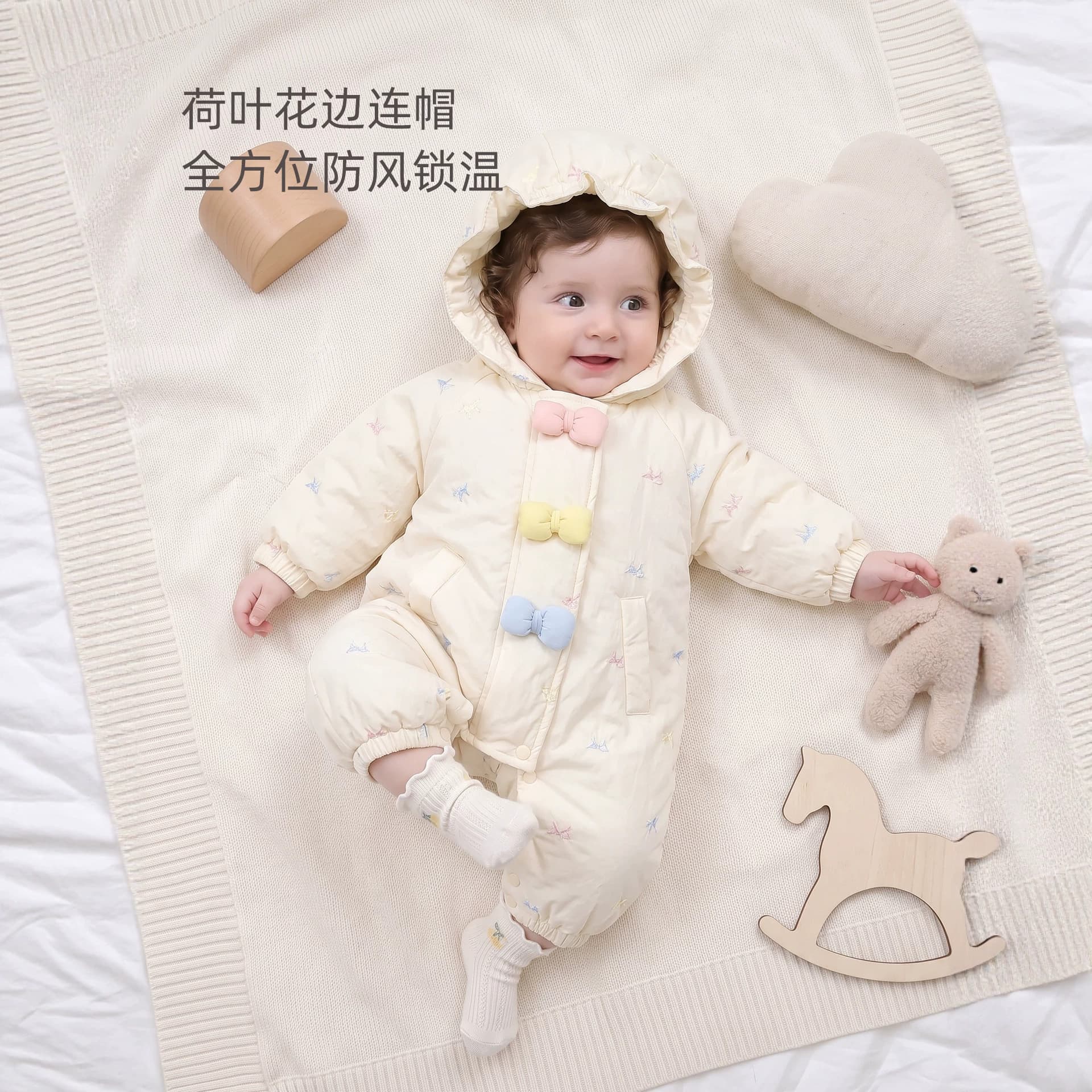 Baby Clothes Autumn/Winter Thin Cotton Padded Newborn Girls Romper Small Month Princess Cute Outing Cotton Suit