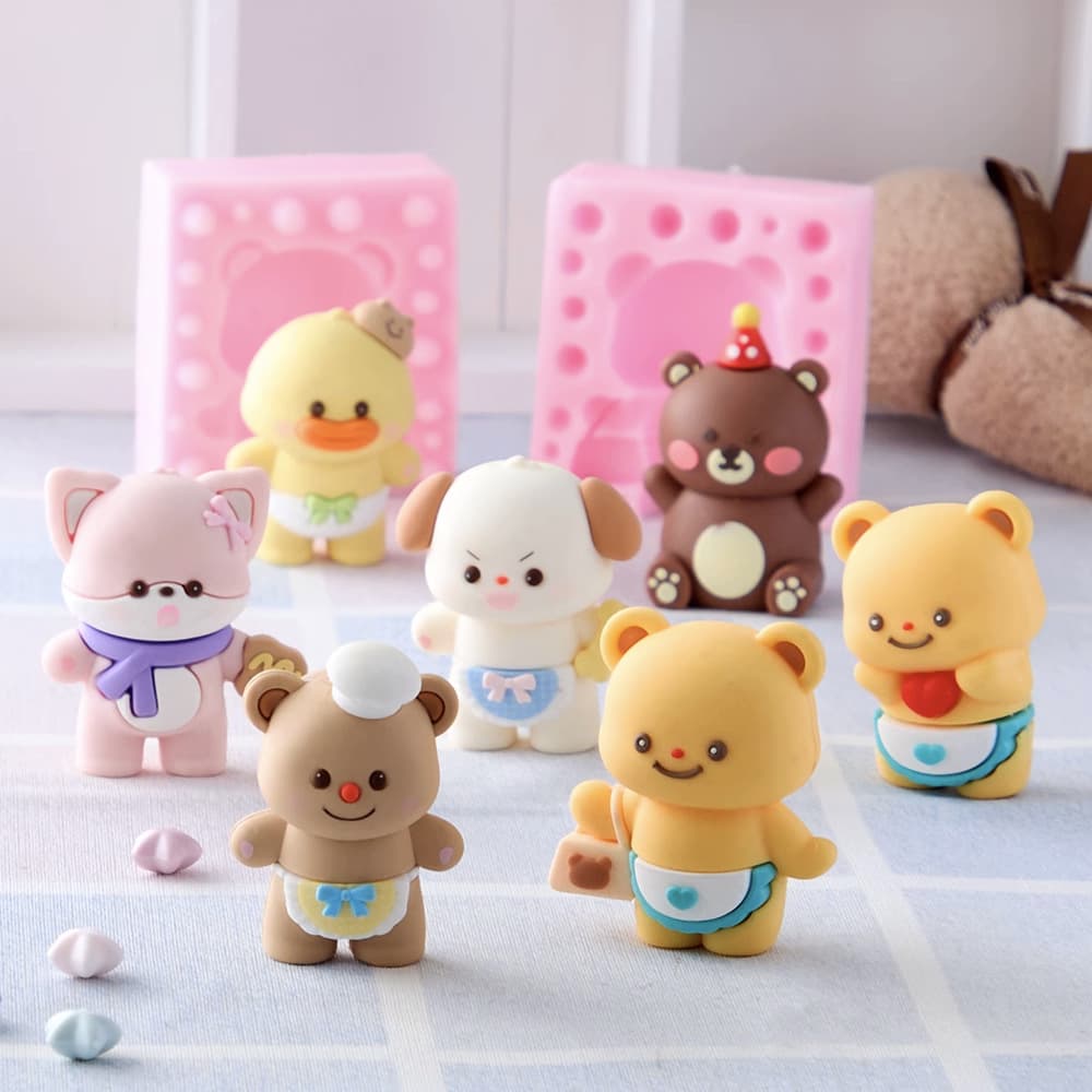 Internet-Famous Cute Butter Bear Party Hat Bread Bear Series Chocolate Plaster Silicone Mold