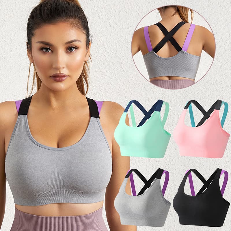 Women's Sports Bra Shockproof Push-up Yoga Vest Outer Wear Wire-free Anti-sag Running Fitness Bra