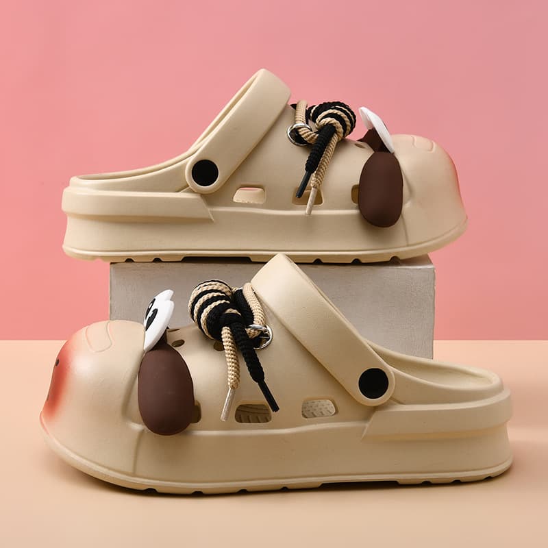 Platform Crocs, Summer Outdoor Wear, Height Increasing, Non-slip Slippers, EVA Odor-resistant, Breathable, Cartoon Couple Beach Slippers