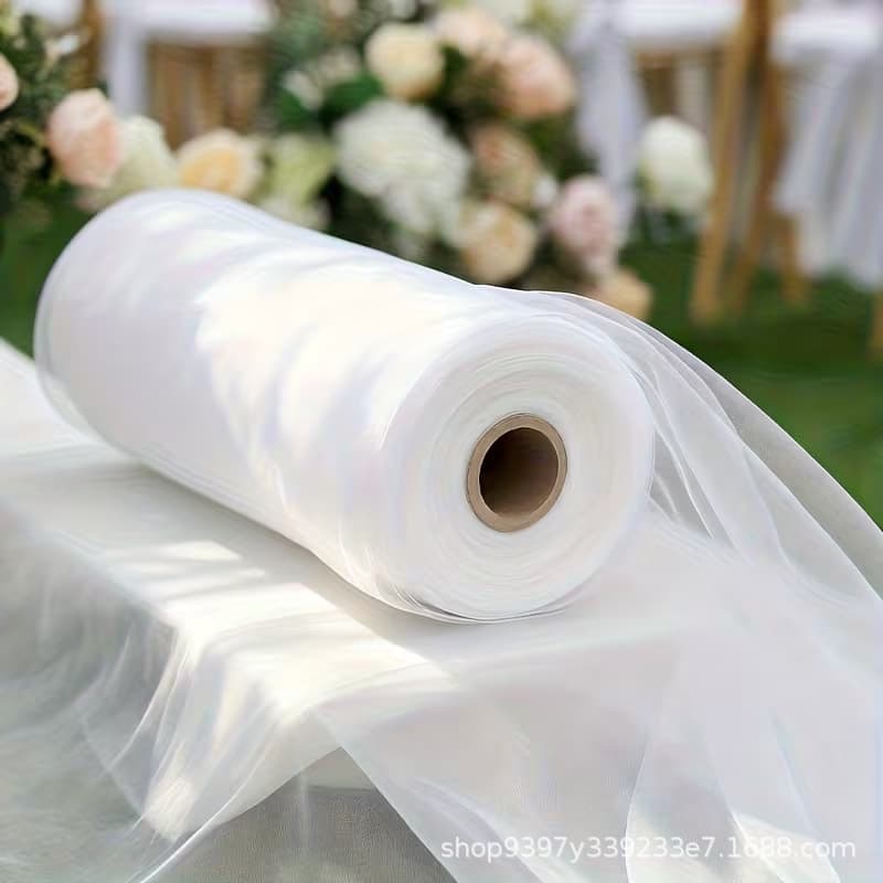Cross-border drop shipping one roll of extra-large size mesh tulle for wedding decoration, sheer fabric for party background scene setup curtain