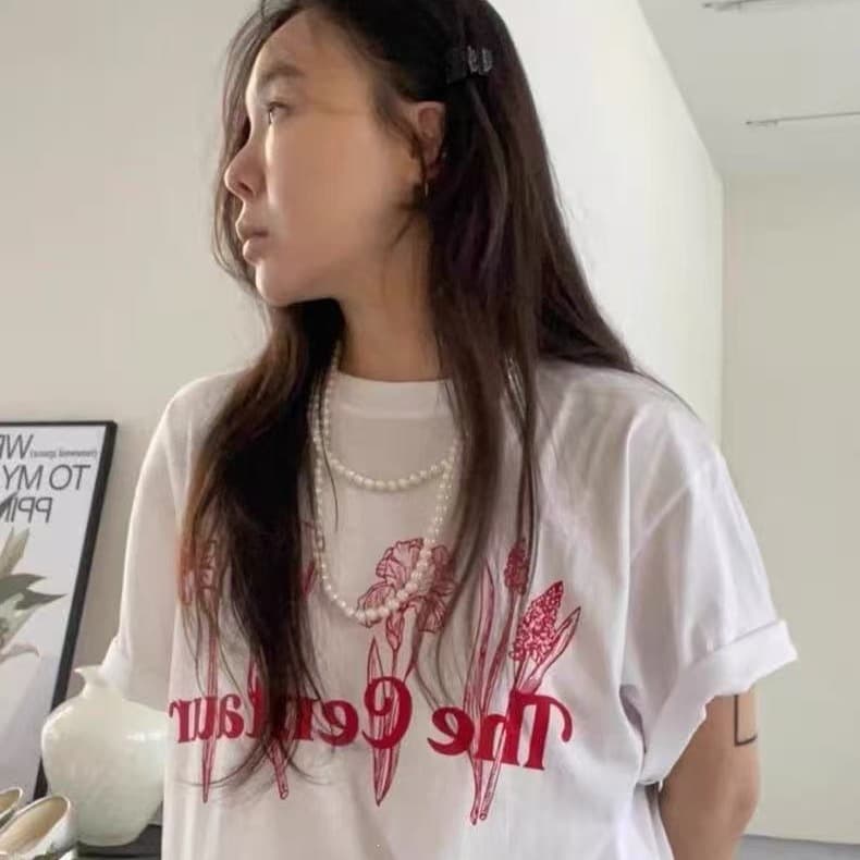Relaxed and Lazy Korean-Style Round-Neck Short-Sleeved Tops for Women, Summer Work Clothing, Simple, Gentle, Slimming and Versatile T-Shirts