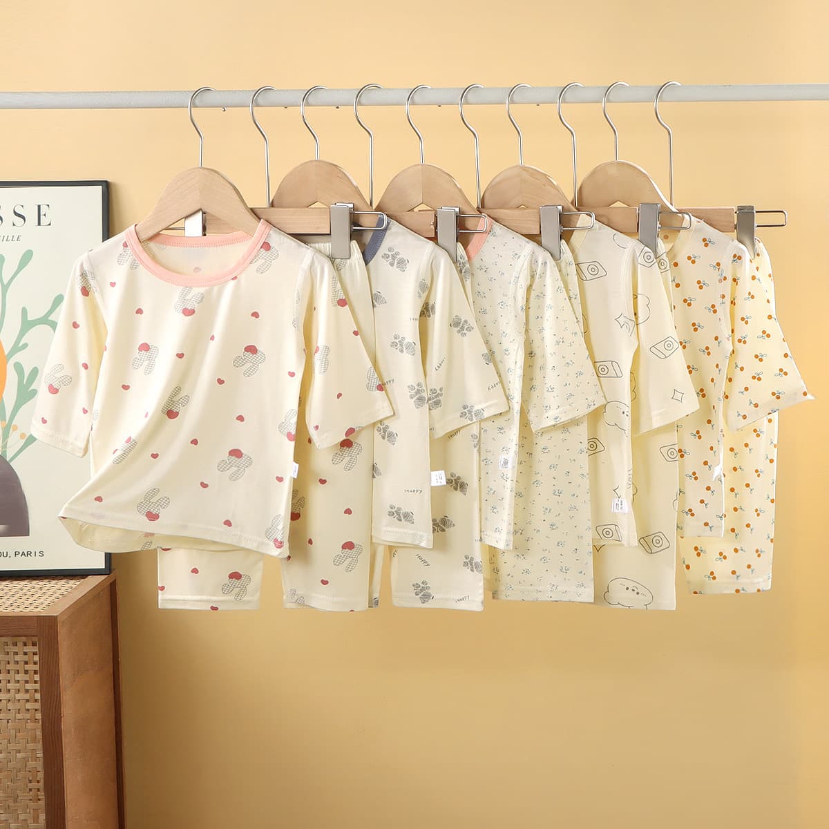 Children's Homewear Set Boys Girls Pajamas Simple 7A Antibacterial Air Conditioning Wear Thin Summer Pajamas