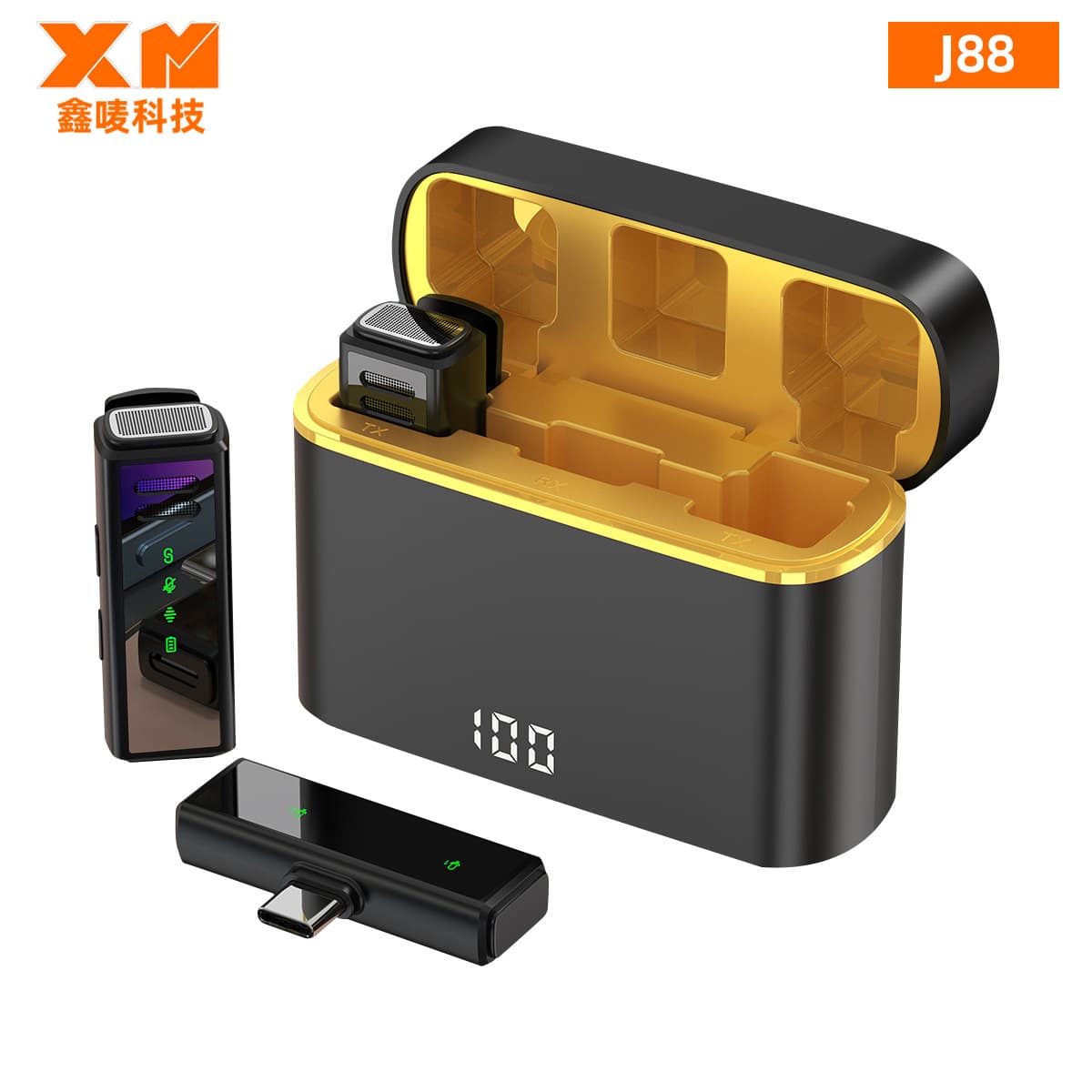 New Clip-on Microphone J88 Smart Noise Cancellation Live Streaming Sound Card Professional Recording Wireless Mic Mini Speaker