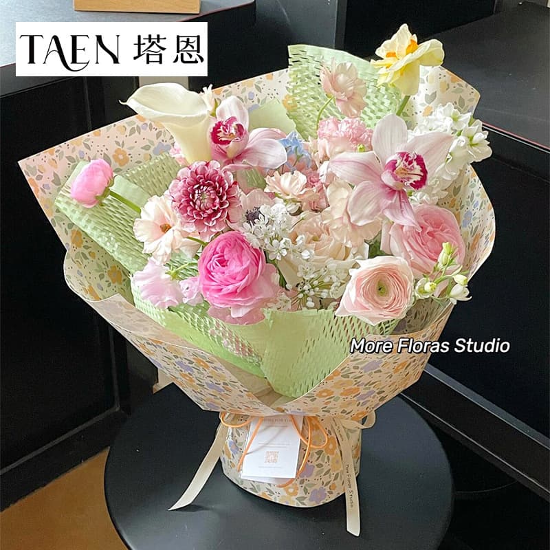 Spring Small Floral Series Wrapping Paper, Flower Bouquet Wrapping Paper, Floral Arrangement Wrapping Material, DIY Floral Atmosphere Paper