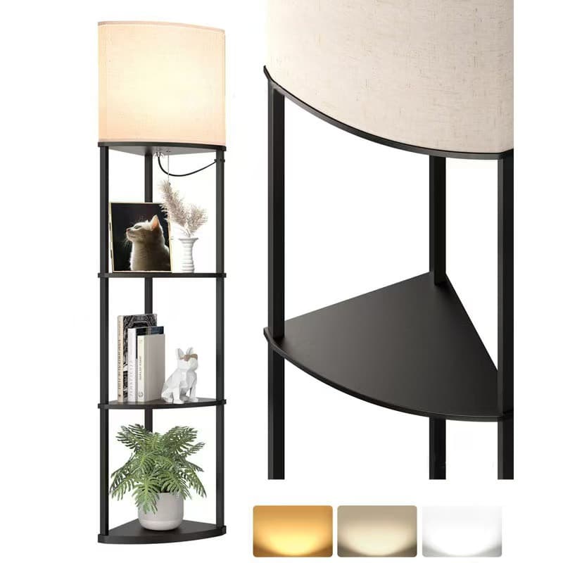 Cross-border Multi-layer Storage Bookshelf Floor Lamp, Simple Living Room Display Floor Lamp, Corner Display Bookshelf Lamp