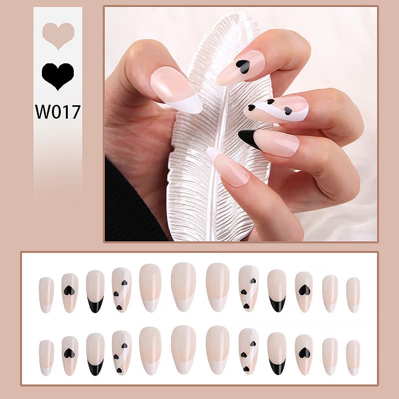 Hot-selling European and American Wearable Nail Tips, Export Best-selling French Manicure Stickers, Cross-border Trendy Fake Nails Finished Product 24 Pieces