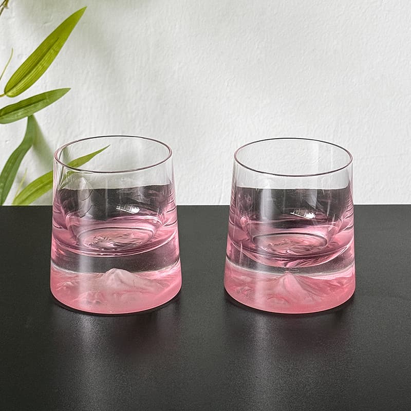 [Wholesale Lot] Frosted Mountain Whiskey Glass Creative Mountain View Glass Cup Whiskey Tumbler Cold Drink Glass