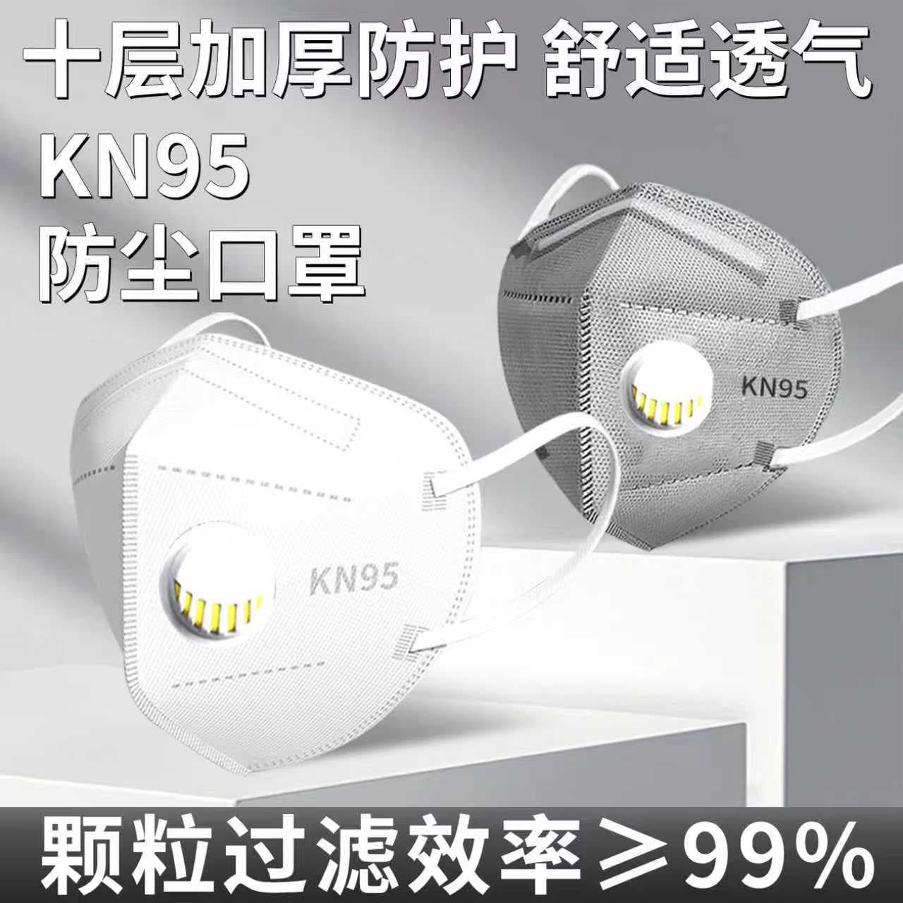 KN95 Mask, K N95 Dust and Industrial Dust Protection with Breathing Valve, Activated Carbon for Construction and Mining