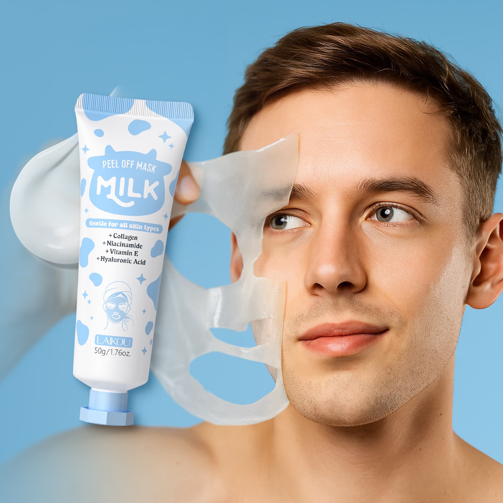 Cross-Border Laiko Milk Peel-Off Mask English Export Mask Cleansing and Moisturizing Facemask Manufacturer Ready Stock