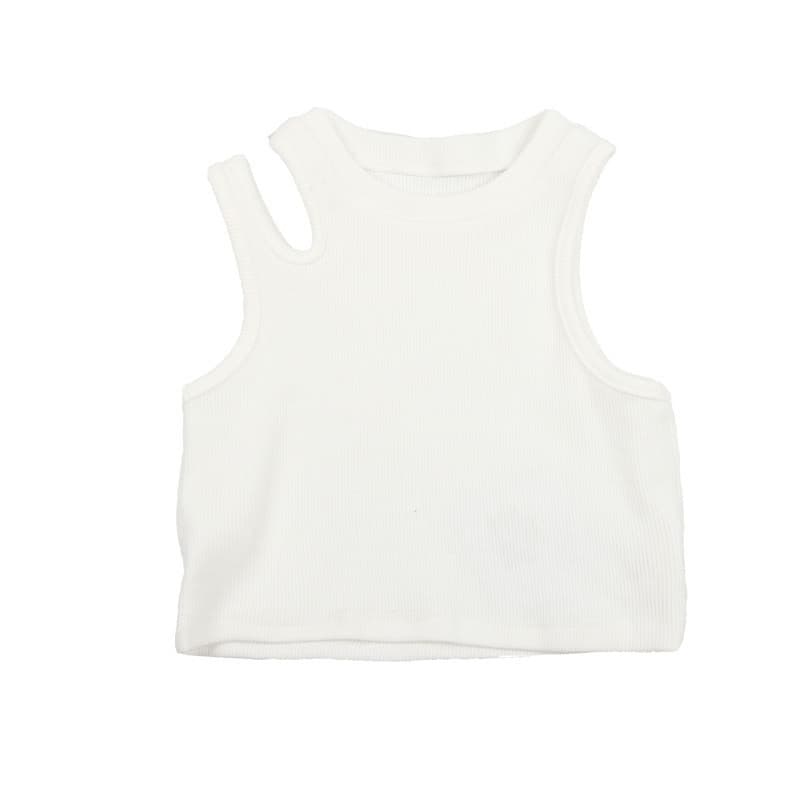 Girls Summer Vest Baby Trendy Korean Style Irregular Off-Shoulder Short Strap Top