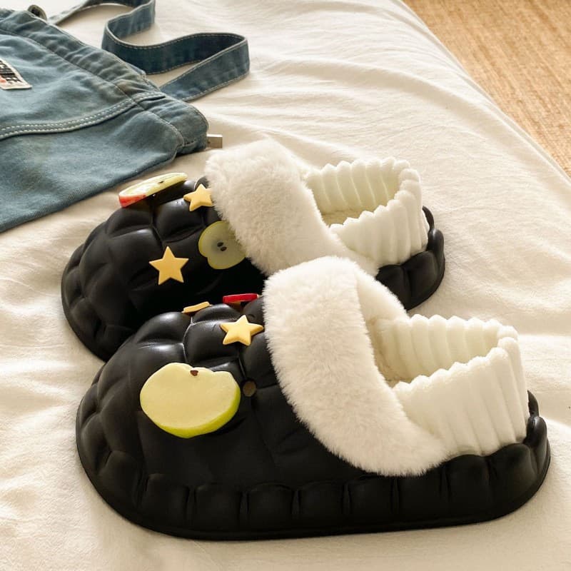 Winter Couple Thick-Soled Cloud-Like Slippers, Dormitory Plush Non-Slip Thickened Home Slippers for Women
