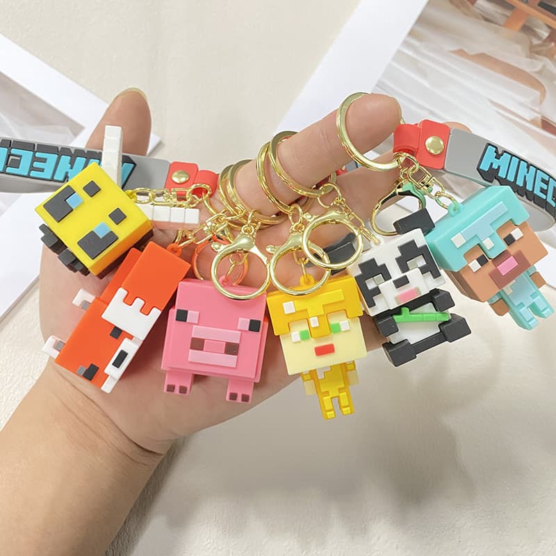 Cross-border Creative Minecraft 3D Sandbox Game Keychain Couple Keychain Bag Charm