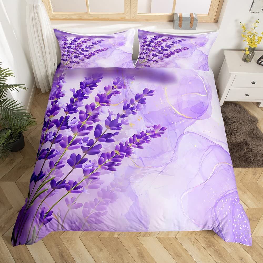 Purple Lavender Duvet Cover Romantic Flower Bedding suit Spring Flower Three-piece Set Factory Direct Sale