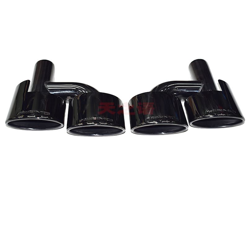 For Mercedes-Benz C-Class W204 E-Class W212 Exhaust Pipe Cut Modification AMG 63 Quad-Outlet Titanium Black Tailpipe