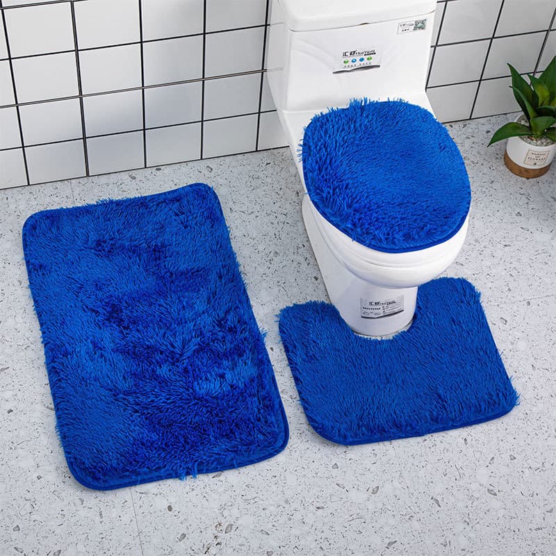 Cross-border Dropshipping Bathroom Non-slip Mat, Toilet Dirt-resistant U-shaped Pad, Bathroom Toilet Three-piece Set, Silk Wool Floor Mat