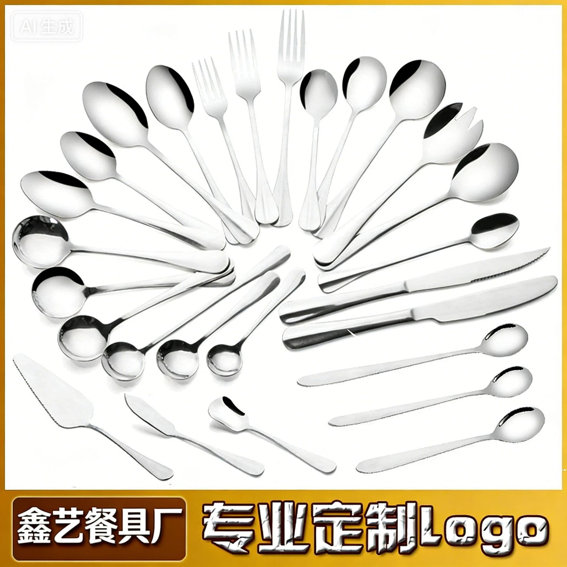 1010 full range of stainless steel tableware, steak knives, forks and spoons, public spoons, coffee stirring spoons, hotel western food knives and forks