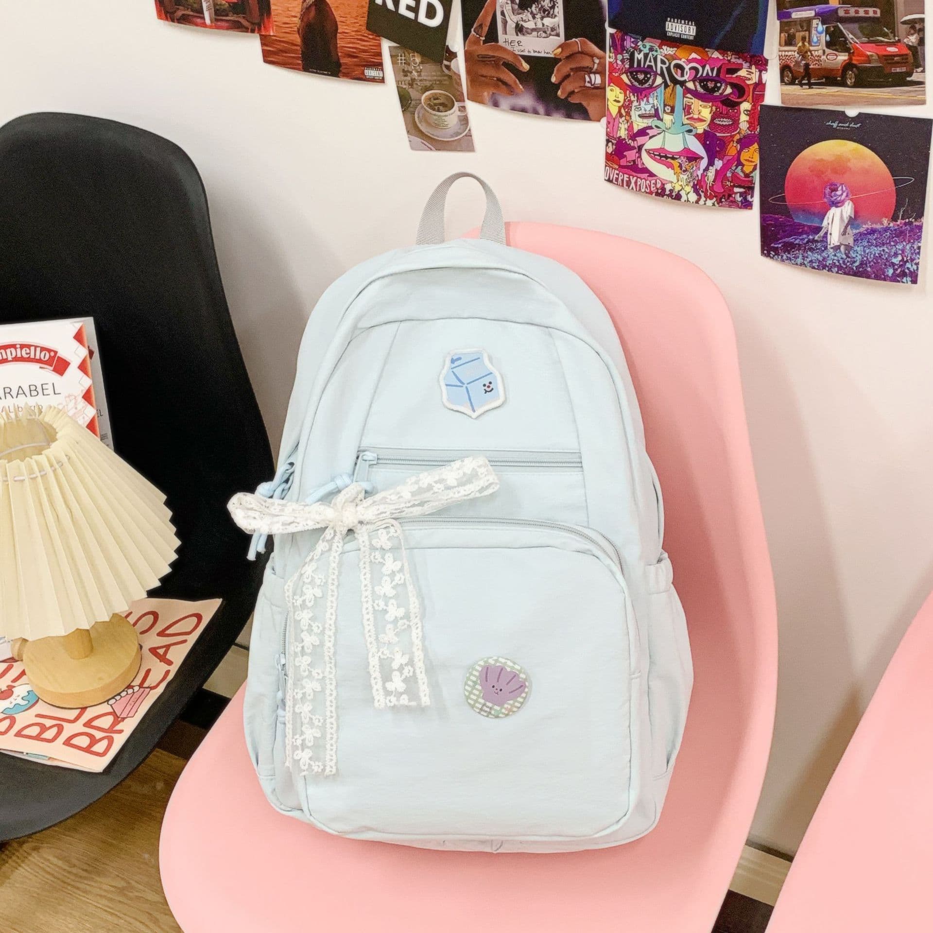 Ice Blue Ins Personalized Ita Bag 2-in-1 Backpack, High-Fashion College Style Cute New Sweet Travel Small Backpack for Girls