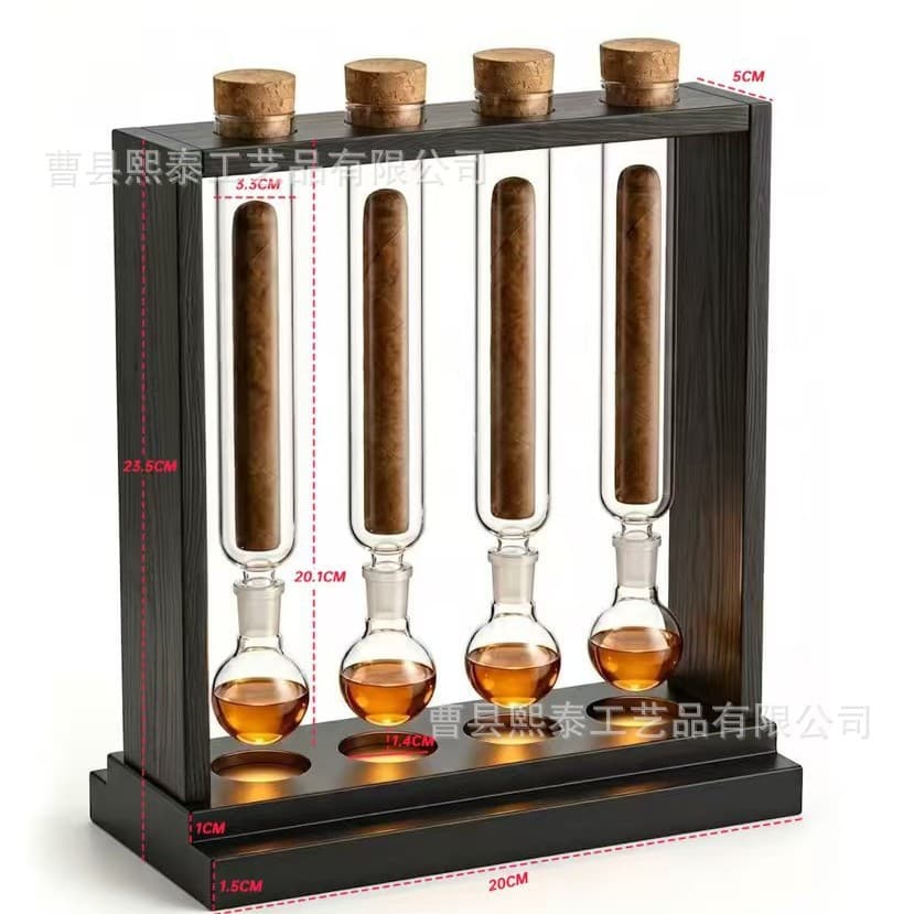 Cross-border new product cigar glass aromatherapy tube solid wood stand cigar flavor injector wooden stand mellow humidifier stand