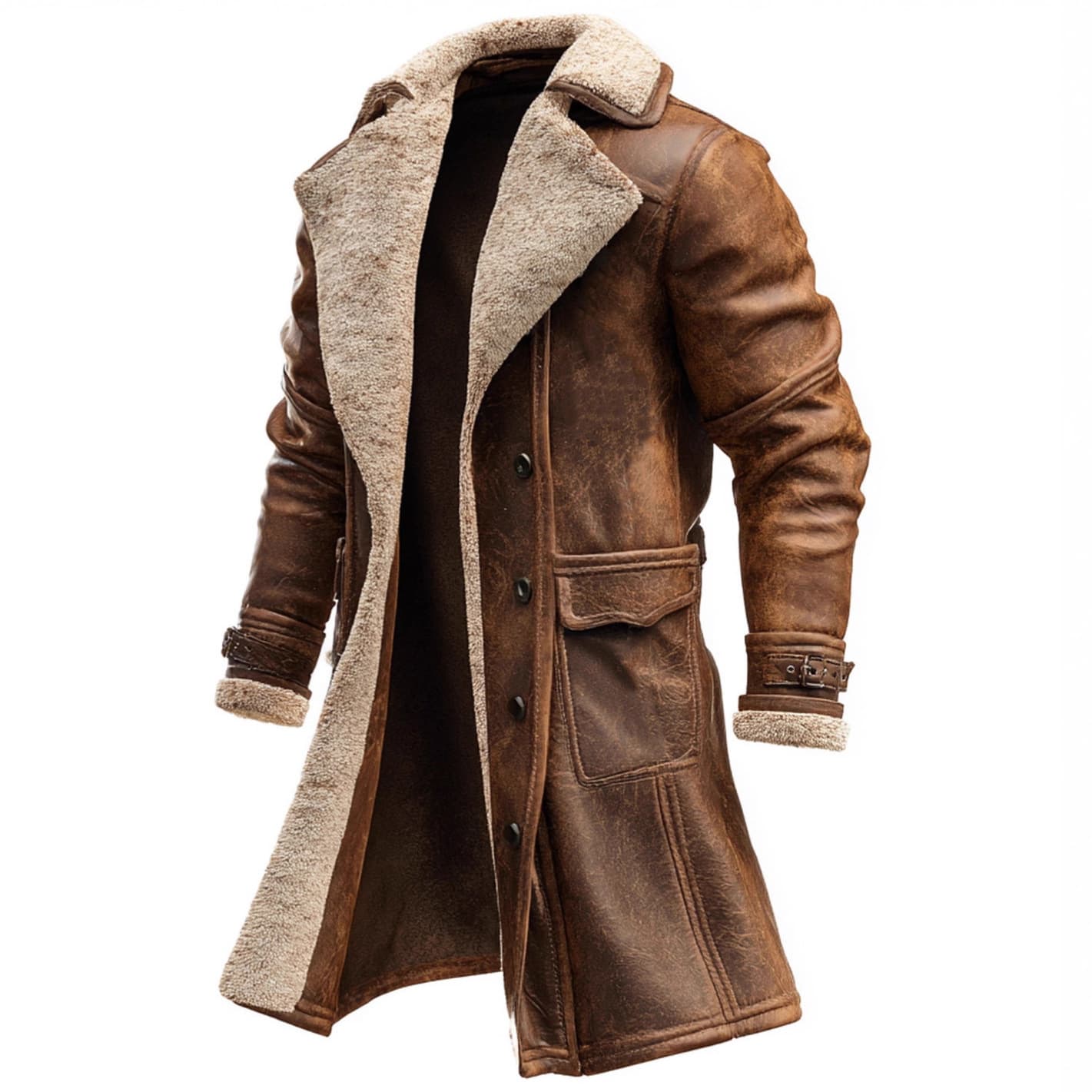 In Stock - Cross-border Amazon EU/US Winter Men's Coat Vintage Patchwork Mid-Length Single-Breasted Men's Overcoat