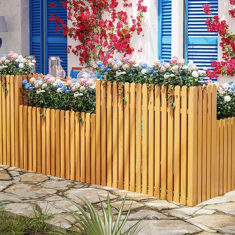 Anticorrosive Wood Outdoor Flower Trough Rectangular Planter Fence Balcony Long Flower Box Courtyard Partition Grid Flower Pot