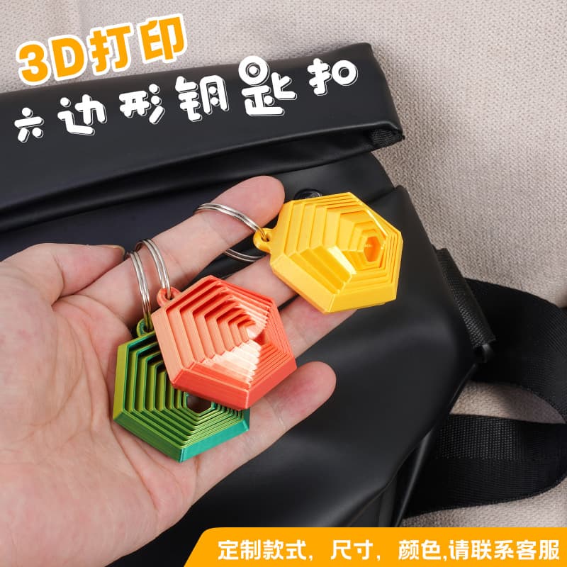 3D Printing Cross-Border New Product Keychain Hexagon Fidget Stress Relief Toy