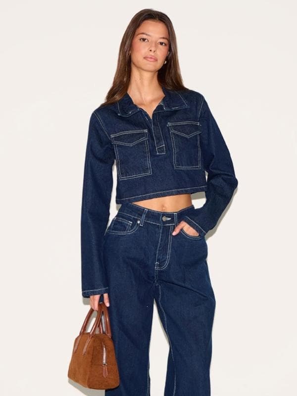 Y 38622 Women's puff sleeve short denim jacket women's puff sleeve short denim jacket