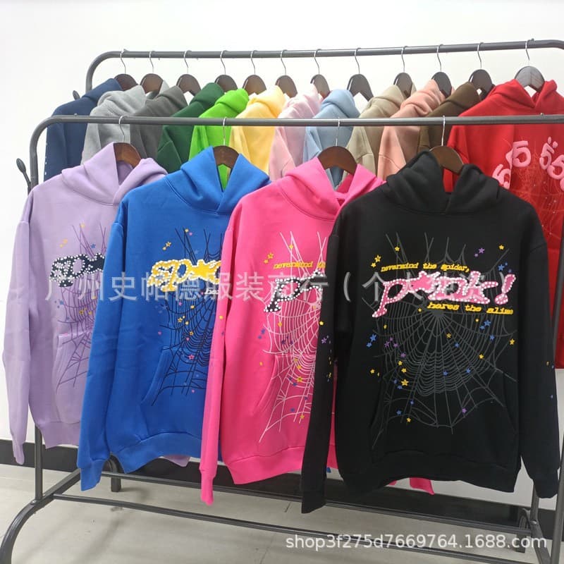 Factory direct supply original heavy fleece spider web trendy hoodie Sp5der hoodie