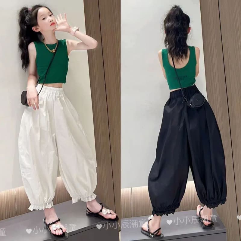 2025 New Korean-style sleeveless vest and wide-leg pants two-piece summer set for girls, lightweight casual wear