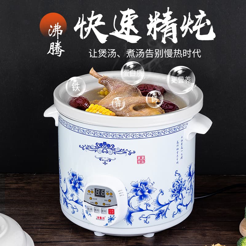 Electric Stew Pot with Ceramic Inner Pot, Home Use Sand Pot for Souridge and Bird's Nest Steaming