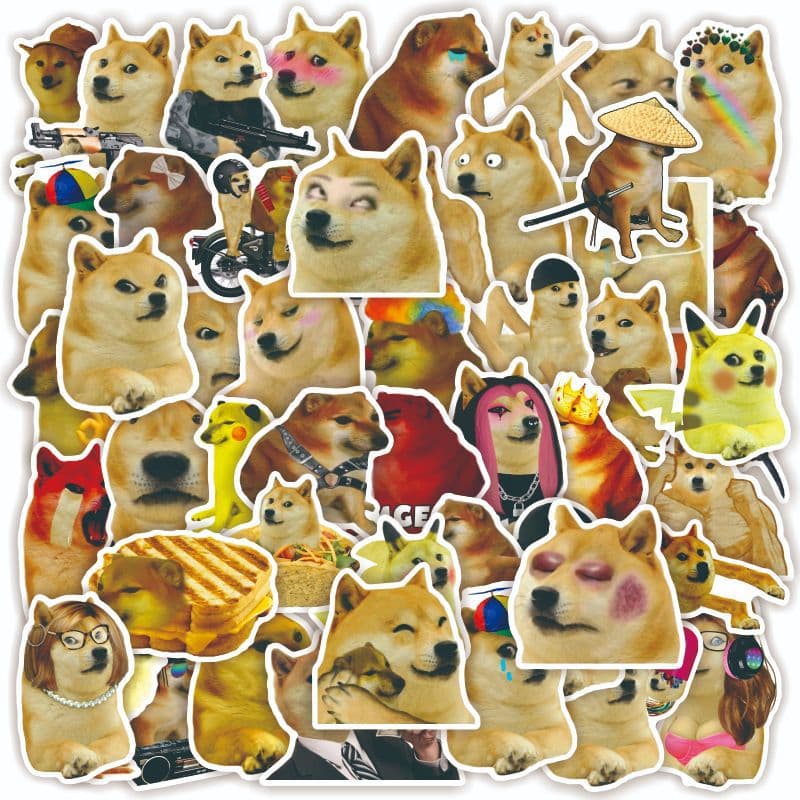 50 Sheets Waterproof Stickers for Internet-Famous Dogs, Tablets, Water Bottles, Stationery, Luggage, Skateboards, Suitcase Decorations