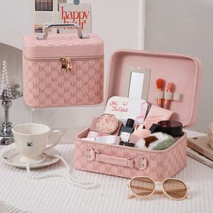 High-Fashion Handbag Cosmetic Case Large-Capacity PU Leather Waterproof Lightweight Portable Cosmetic Storage Bag Factory Wholesale