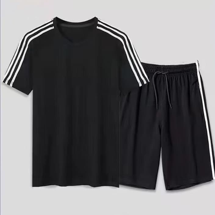 Cool Sporty Teenage Boys Set Summer Three Bars T-shirt Casual Shorts Basketball Outfit Polyester Blend Comfortable Breathable