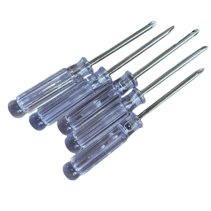 Manufacturer supplies crystal clear screwdriver tools for furniture assembly/disassembly, toys, and appliances, often used as gifts.