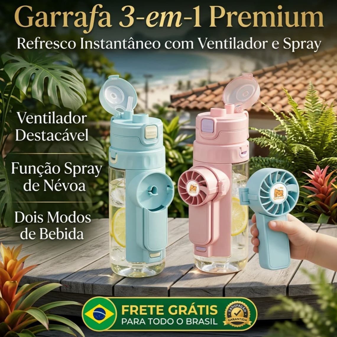 2026 New Cross-Border Portable Spray Misting Fan Water Bottle Cup for School Children Students Multifunctional Water Bottle
