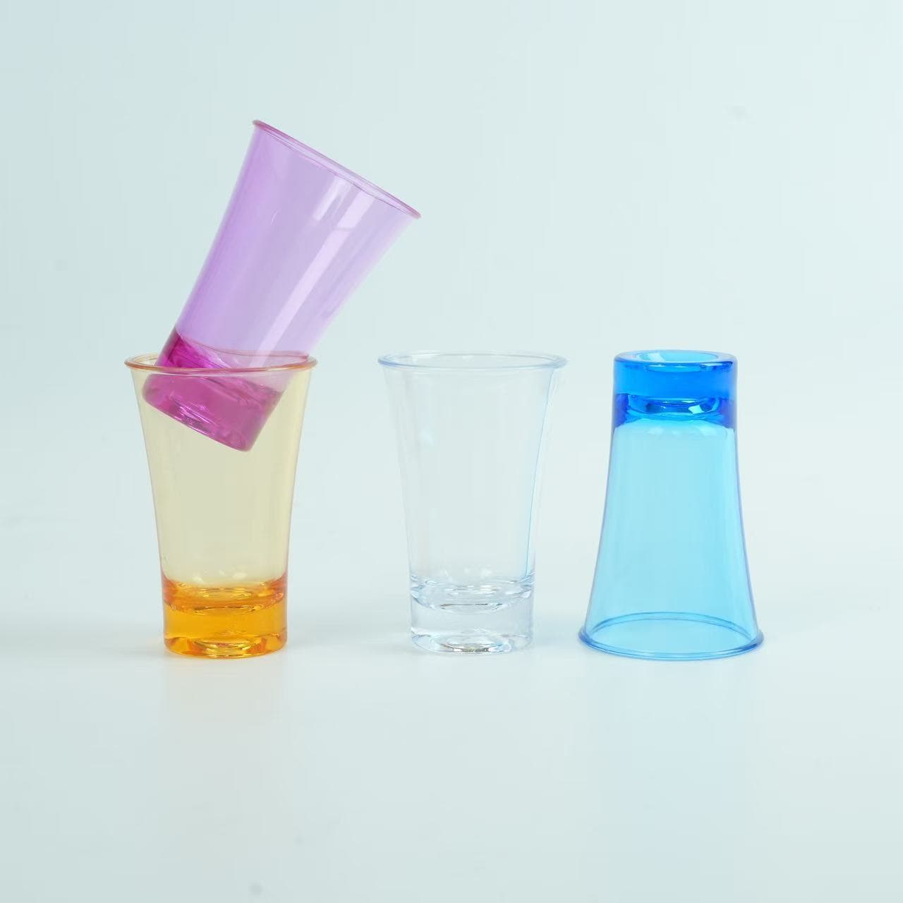 Plastic shot glasses, plastic baijiu cups, B52 one-shot glasses, creative bar shooter cups, colorful cups