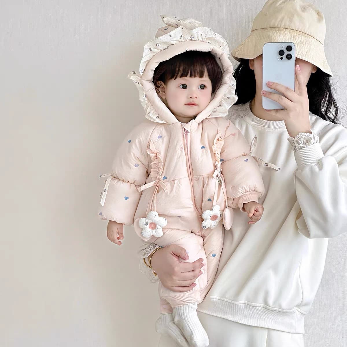 Winter Baby Romper Thickened Cotton Outwear for Girls, Newborn Princess Coat, Cute and Adorable
