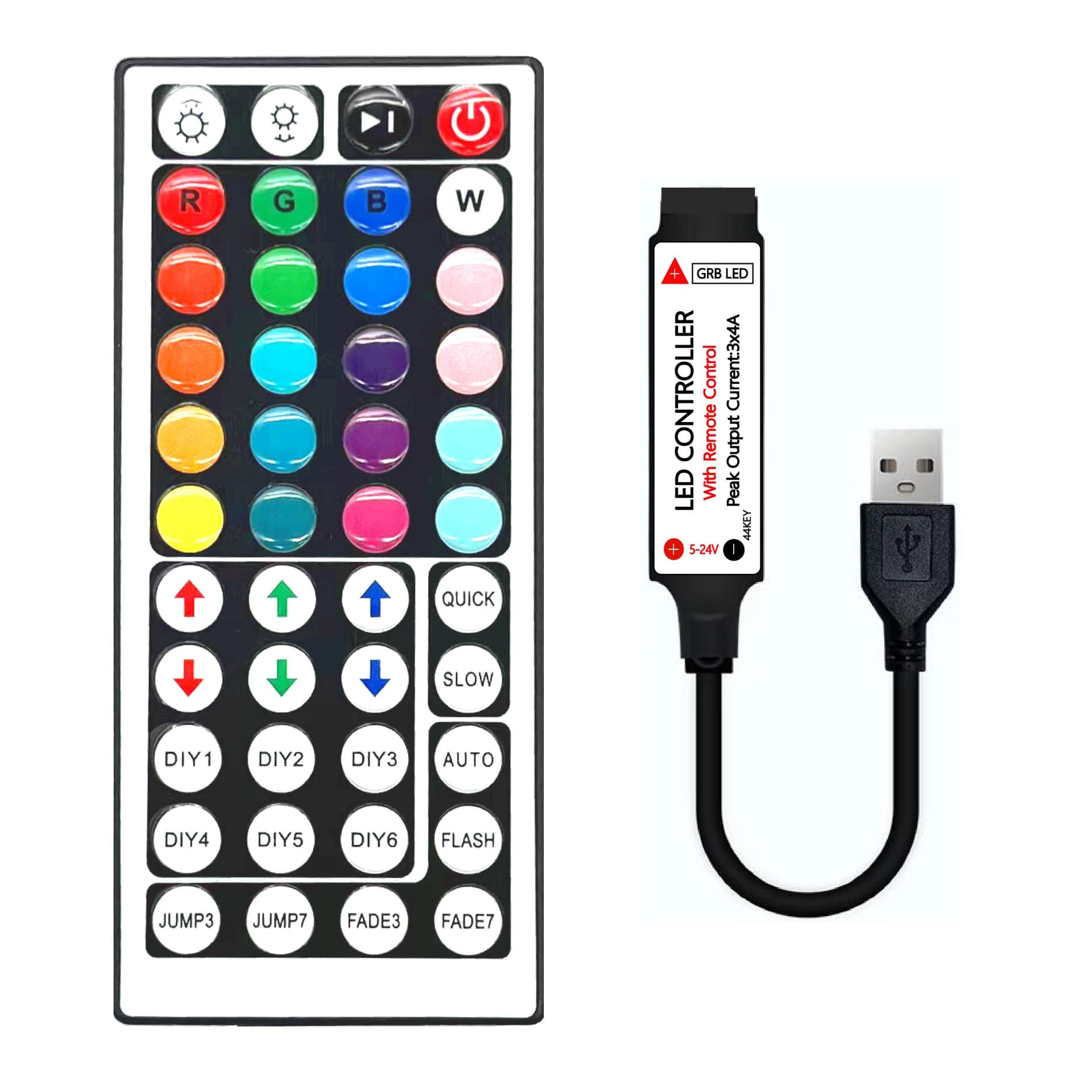 AliExpress Hot Selling 44-Key Infrared Controller USB TV Light Strip Controller RGB Light Strip Controller
