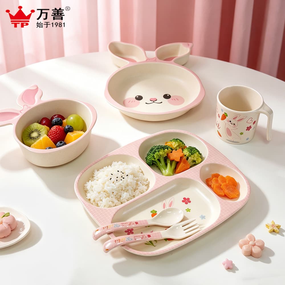 Cute Home Kindergarten Rabbit Plate, Kids Divided Plate, Baby and Maternity Supplies, Toddler Feeding Plate