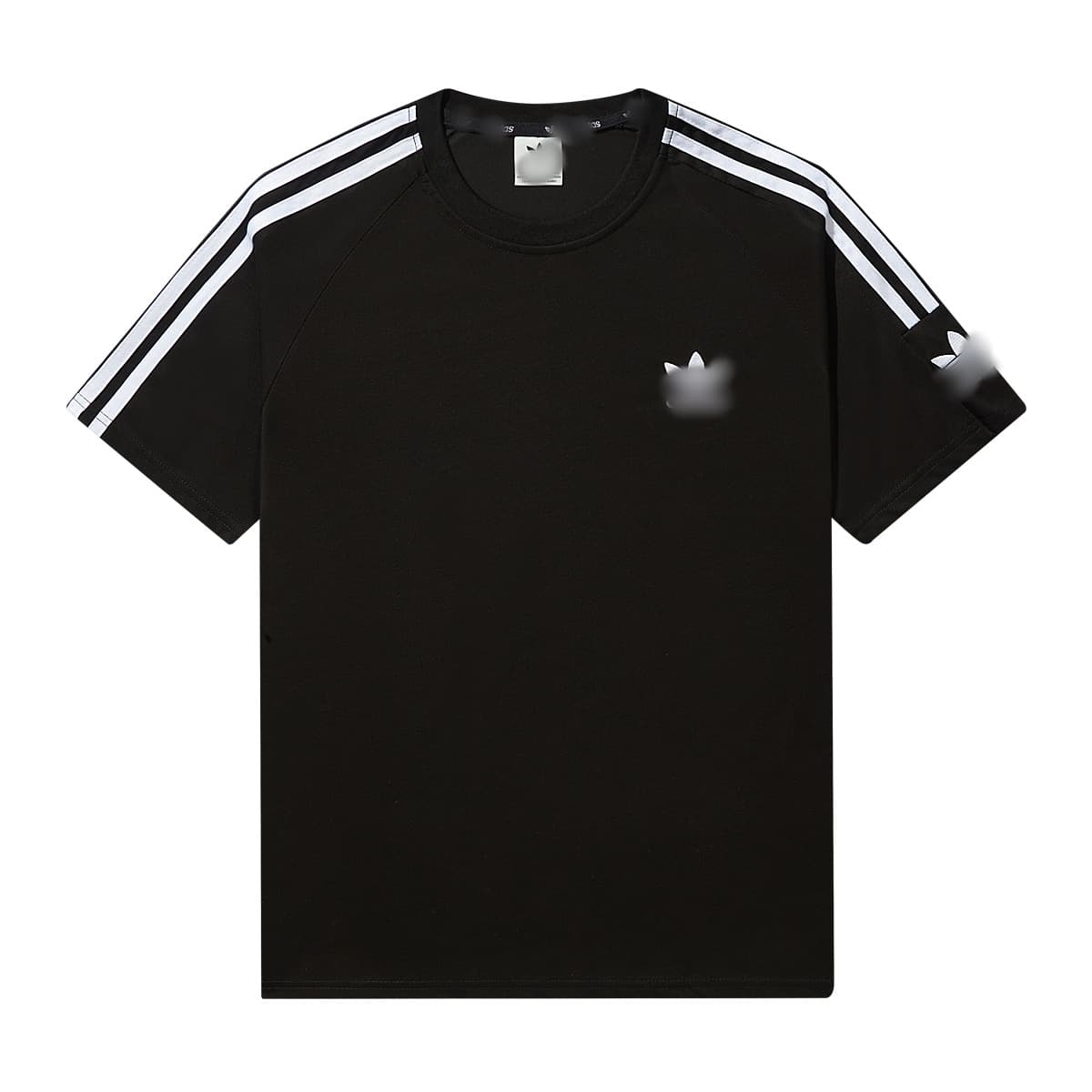 Cross-Border Summer Round Neck Cotton Short Sleeve T-Shirt with Three-Leaf Clover Couple Loose Fit Round Neck Cotton Three-Stripe Men's Top
