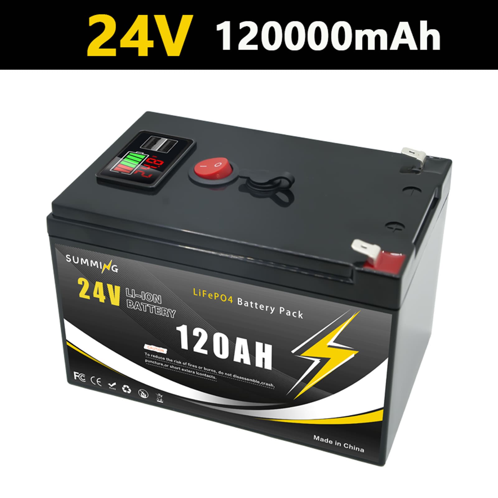The 24V lithium iron phosphate battery supports one-piece label replacement and has a built-in BMS charging display that is selling hot across borders.