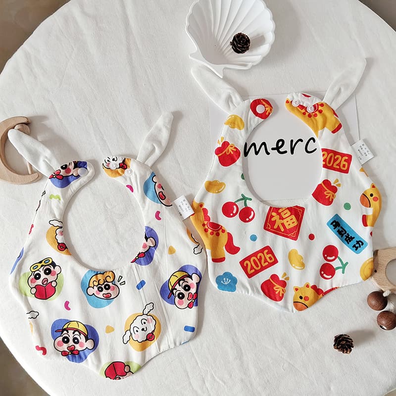 2026 new Korean style infant saliva napkin pure cotton children's bib baby bib baby saliva bib type a