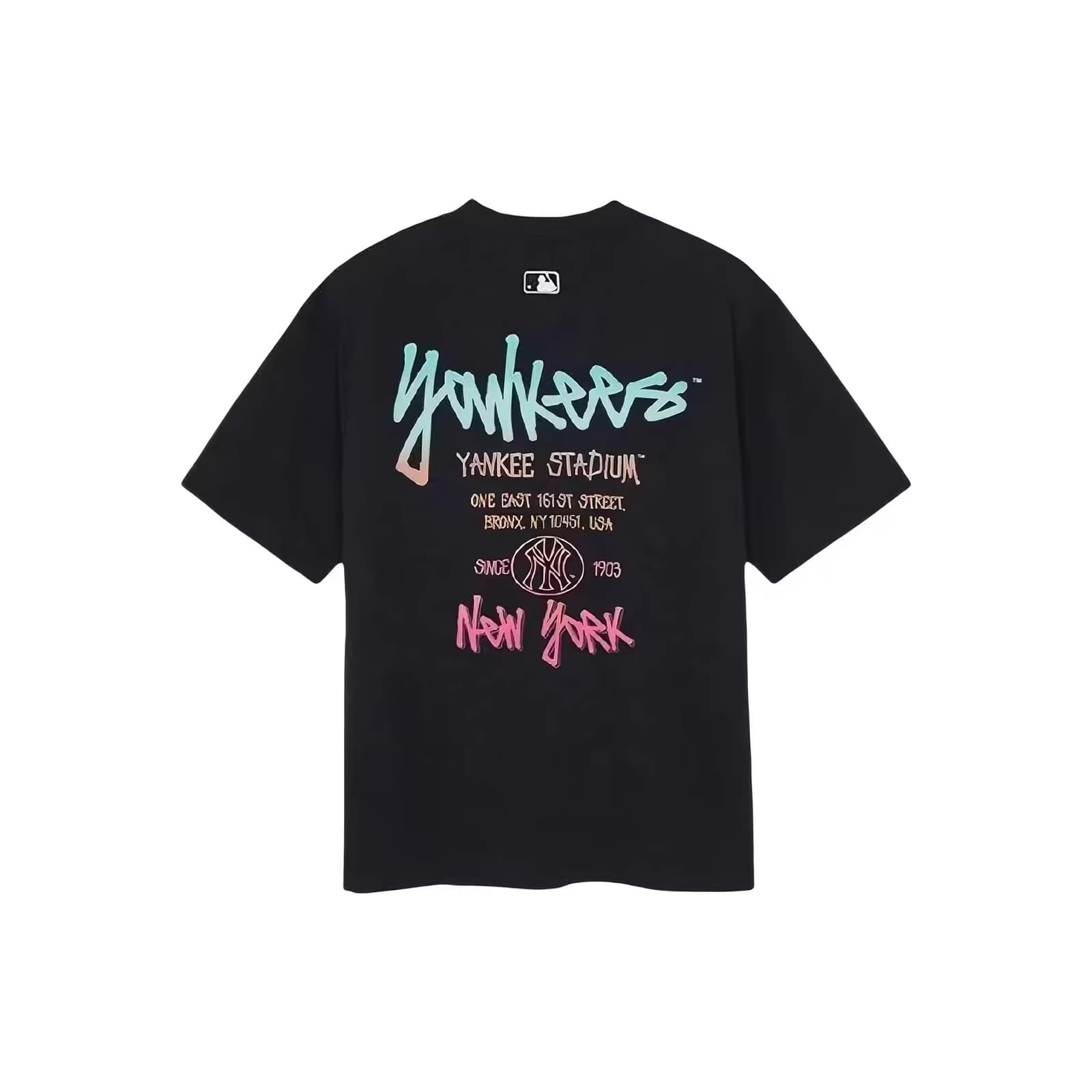 2026 Summer Korean Style MLB/NY Yankees Wang Sulong Same Color Graffiti Short Sleeve Casual Round Neck T-Shirt