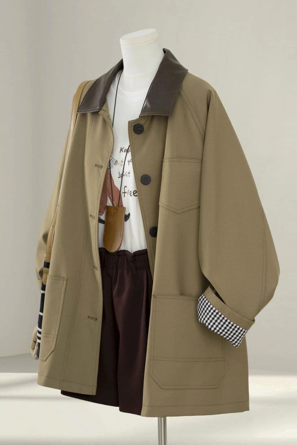 Khaki high-end windbreaker coat for women medium-length and small 2025 autumn new Korean style super nice coat