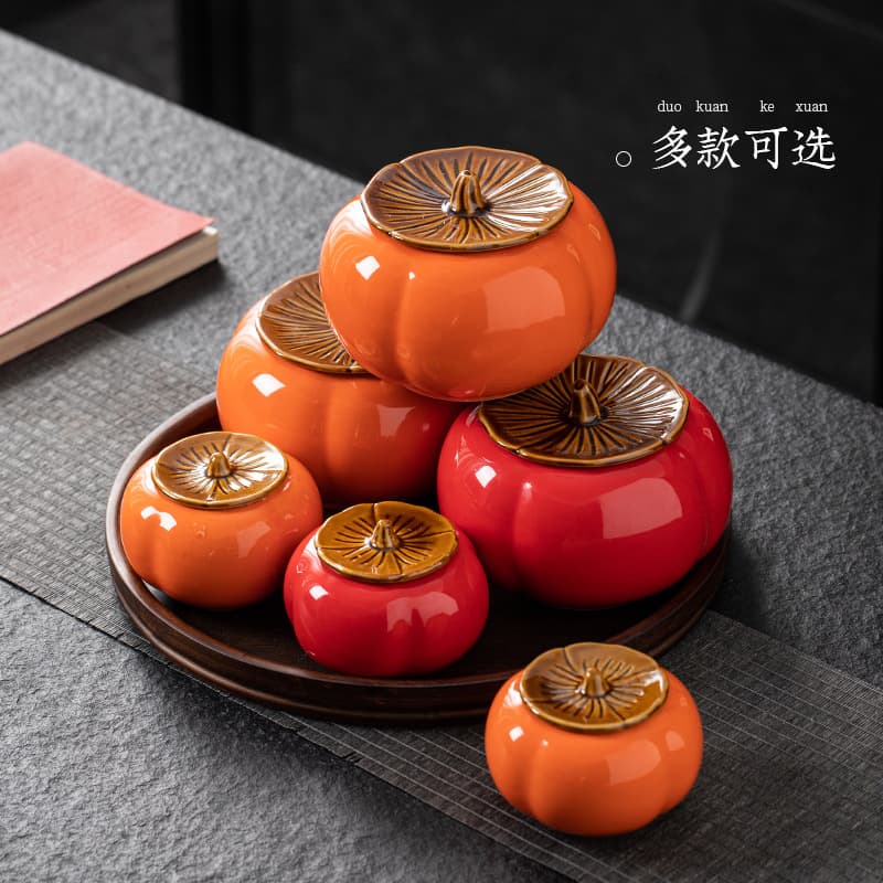 Factory Direct Persimmon Tea Canister, Creative Wedding Candy Tin, Portable Sealed Moisture-Proof Container