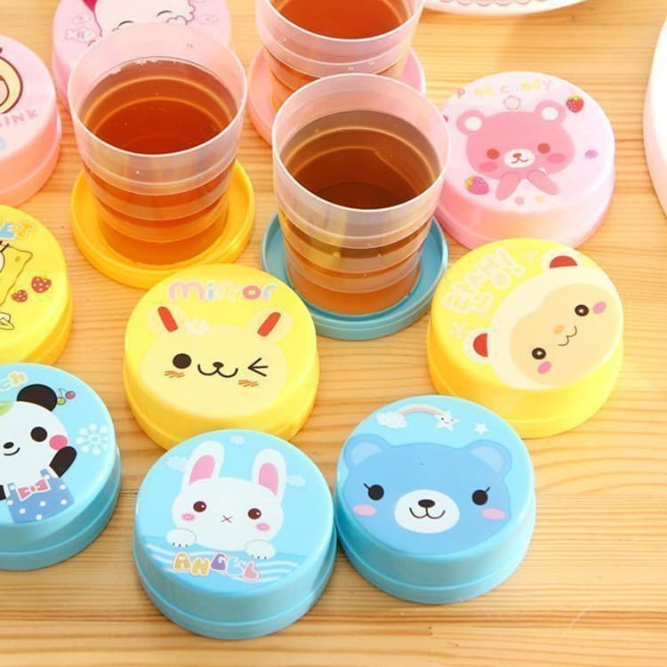 Export Cartoon Foldable Water Cup - Retractable Cup with Home-style Cute Animal Patterns, Children's Cup for Outdoor Portable Travel